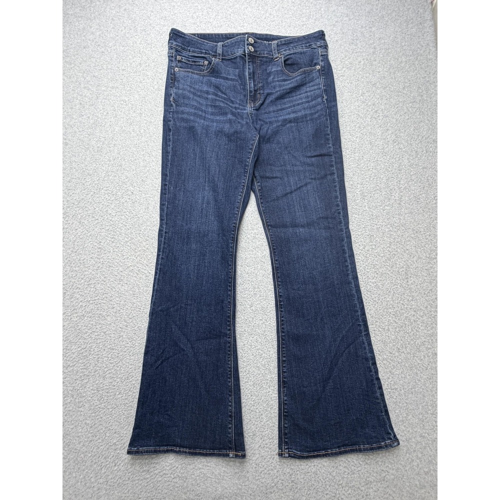 American Eagle Hi-Rise Artist Flare Jeans Womens 16 Blue Super Stretch AEM120605